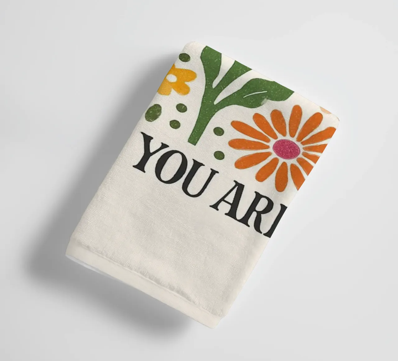 Retro Bloemen Positiviteit Kunstdruk badhanddoek van inspirational quote