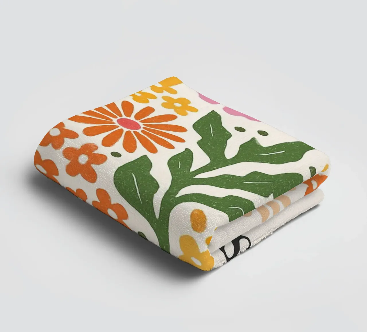 Retro Bloemen Positiviteit Kunstdruk badhanddoek van inspirational quote
