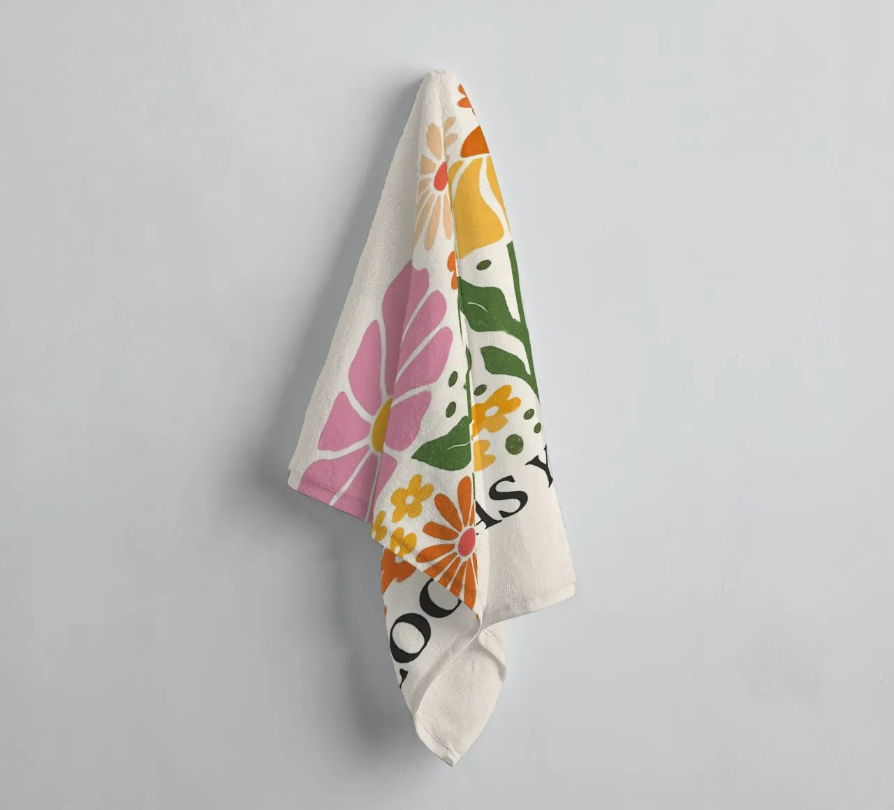 Retro Bloemen Positiviteit Kunstdruk badhanddoek van inspirational quote