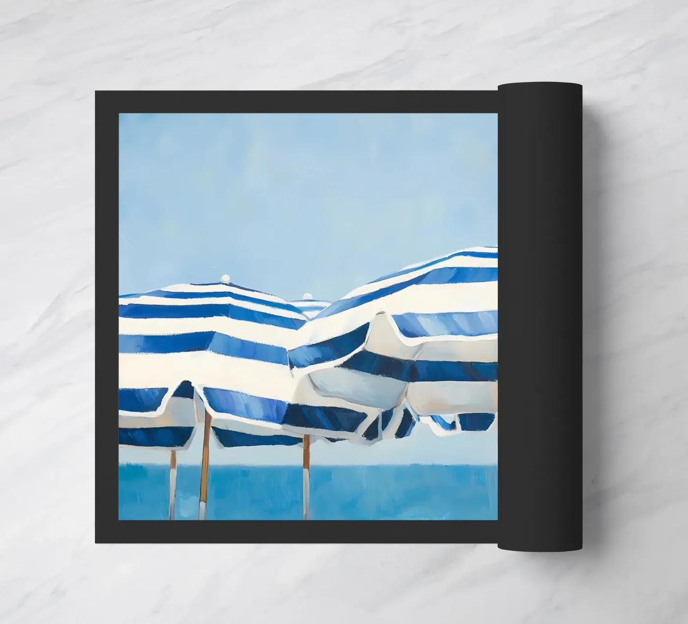 Blauwe Strandparasols deurmat van IamHomeStudio