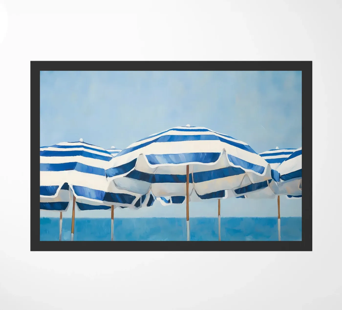 Blauwe Strandparasols deurmat van IamHomeStudio
