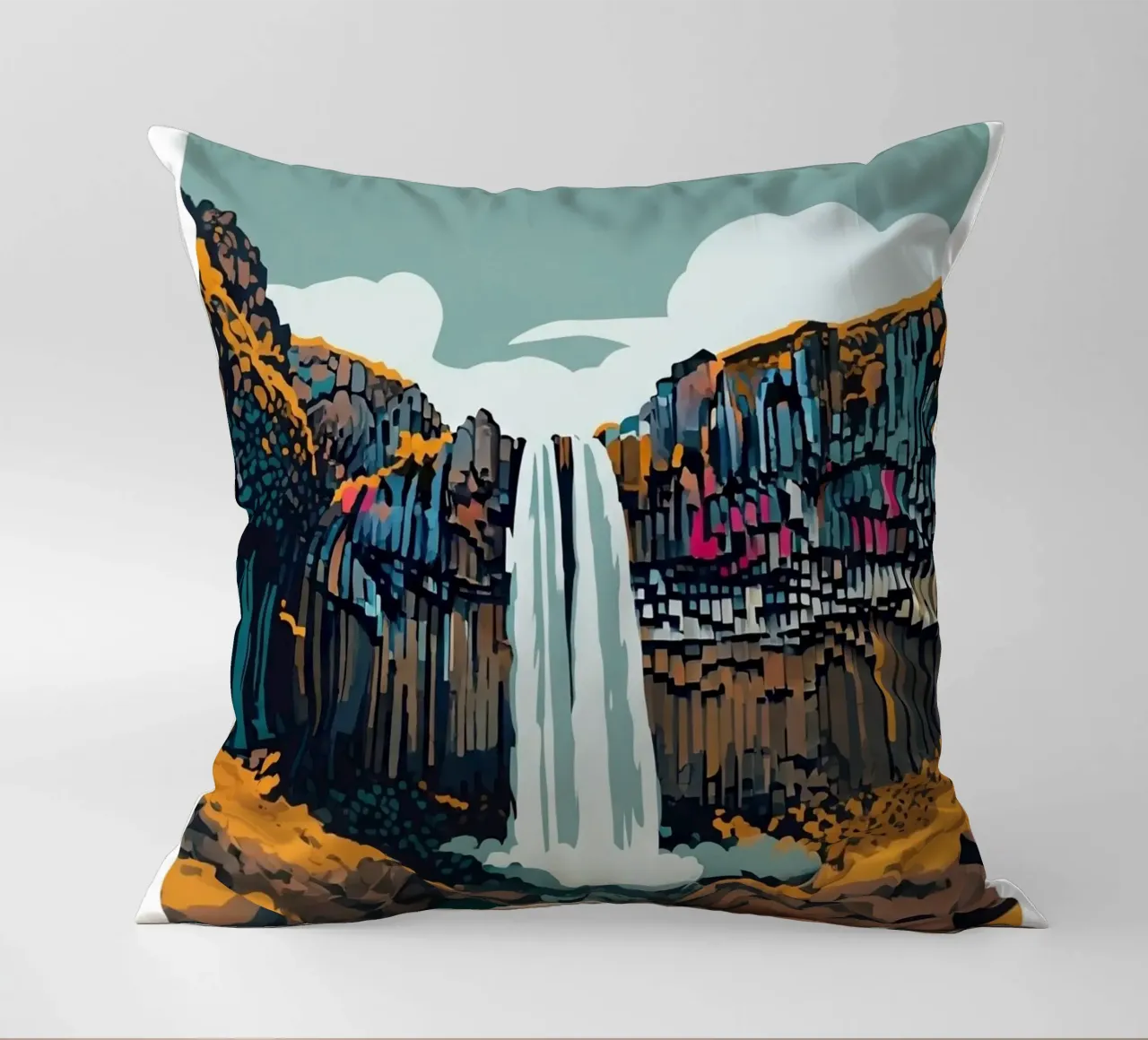 Iceland: Land of Fire, Ice & Wonder - Svartifoss decorative cushion by ZEN VACATION