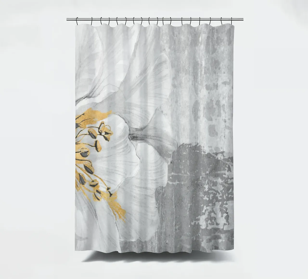 gray abstract art with flower tenda da doccia da vintageshop
