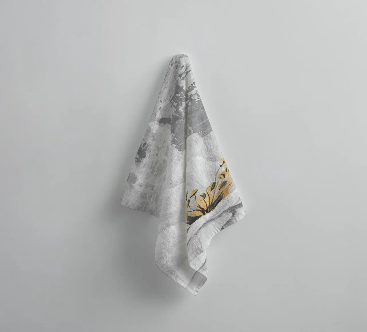 gray abstract art with white flower asciugamano da bagno da vintageshop