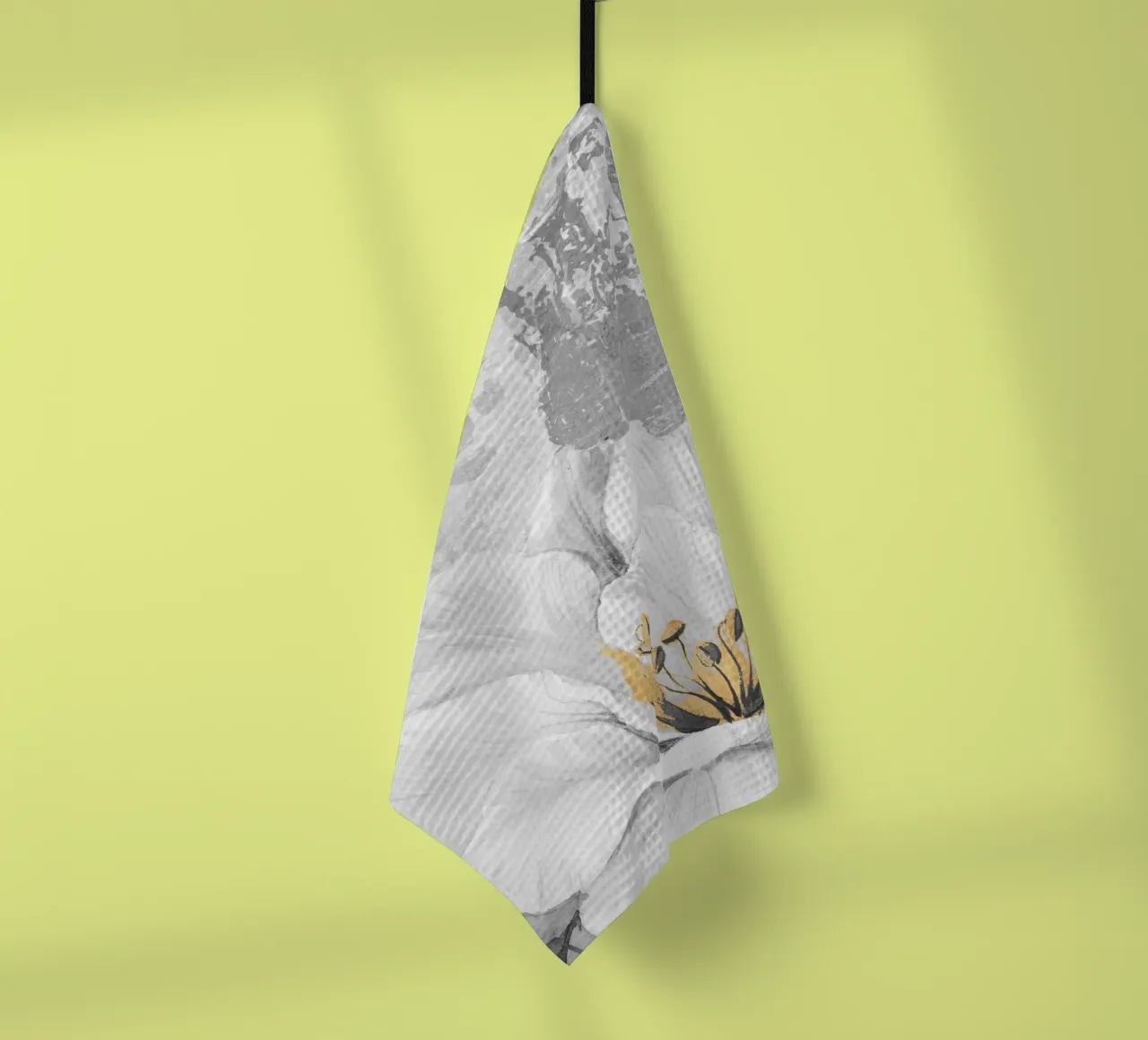 gray abstract art with white flower canovaccio da cucina da vintageshop