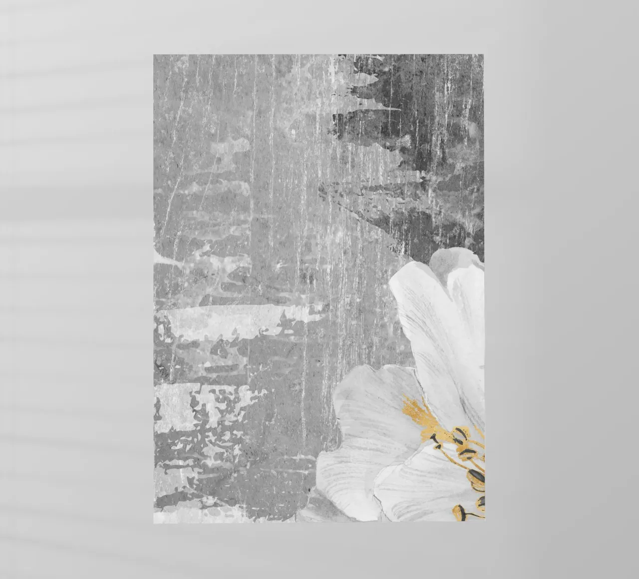gray abstract art with white flower x pellicola backlit da vintageshop