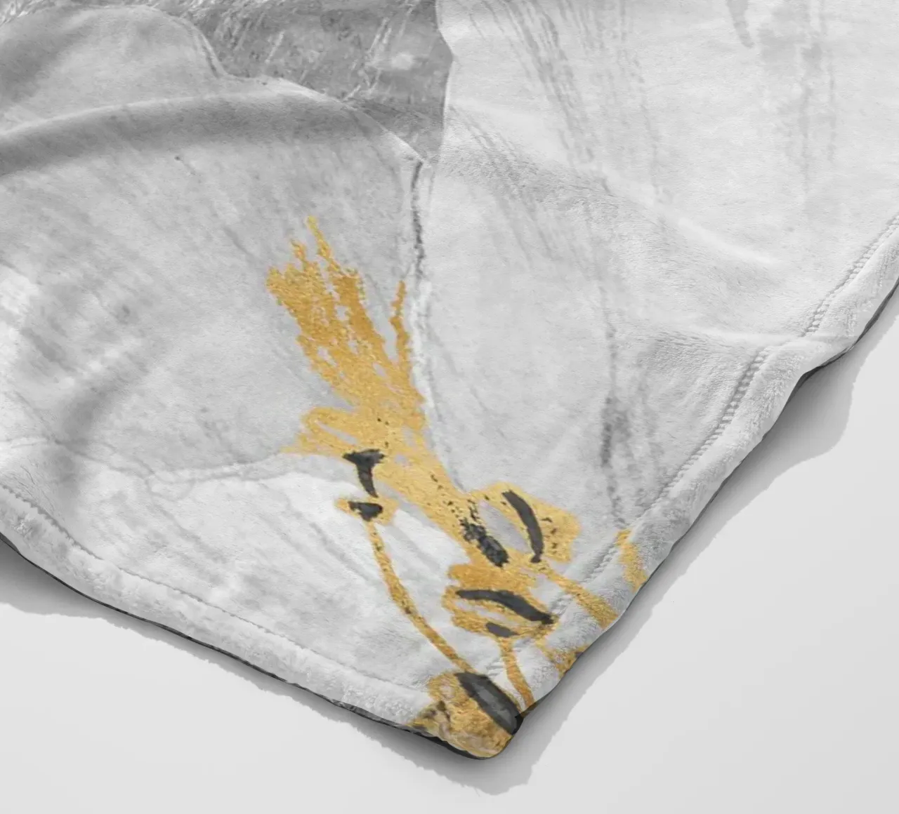 gray abstract art with white flower x coperta in pile da vintageshop
