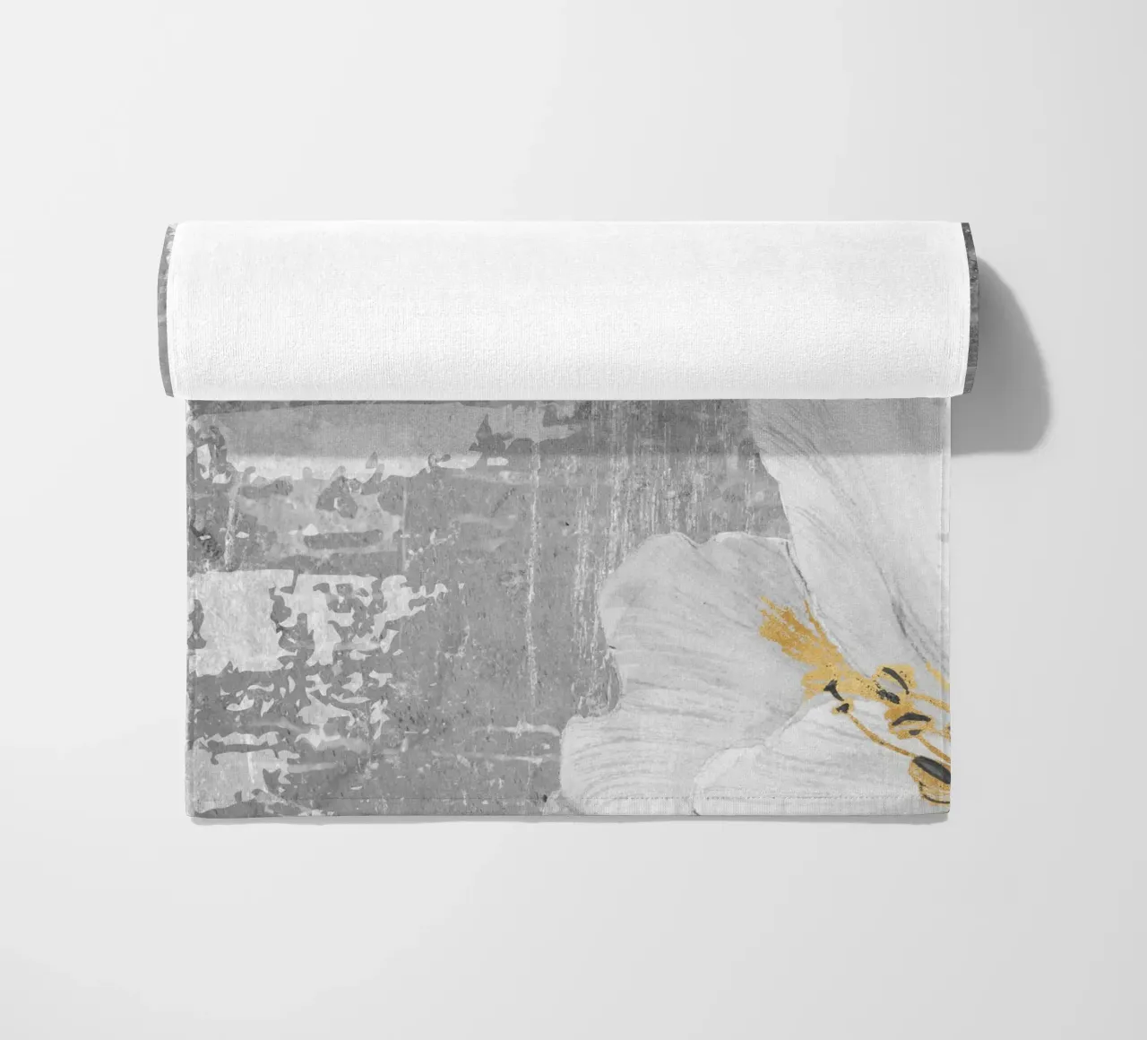 gray abstract art with white flower x telo mare da vintageshop