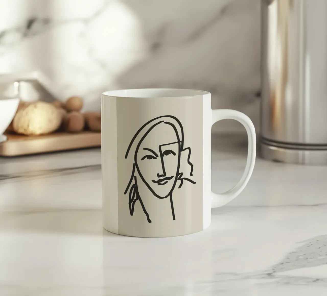 Ritratto candido in line art 4 tazza in ceramica da Little Dean