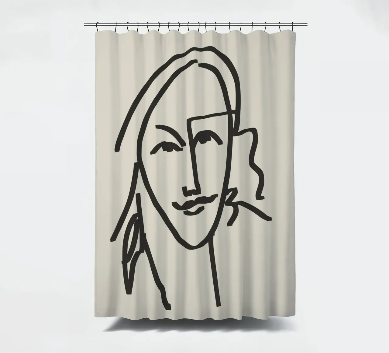 Line art candid portrait 4 shower curtain by Little Dean