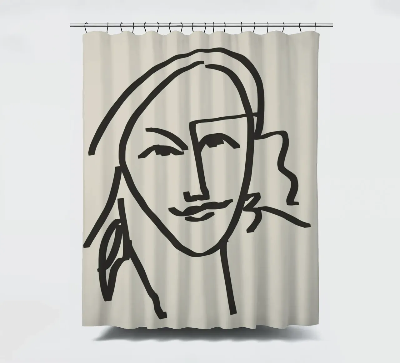 Line art candid portrait 4 shower curtain by Little Dean