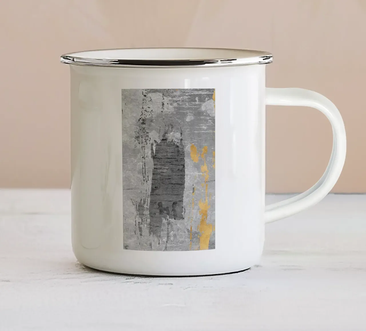 gray and gold abstract art tazza in smalto da vintageshop