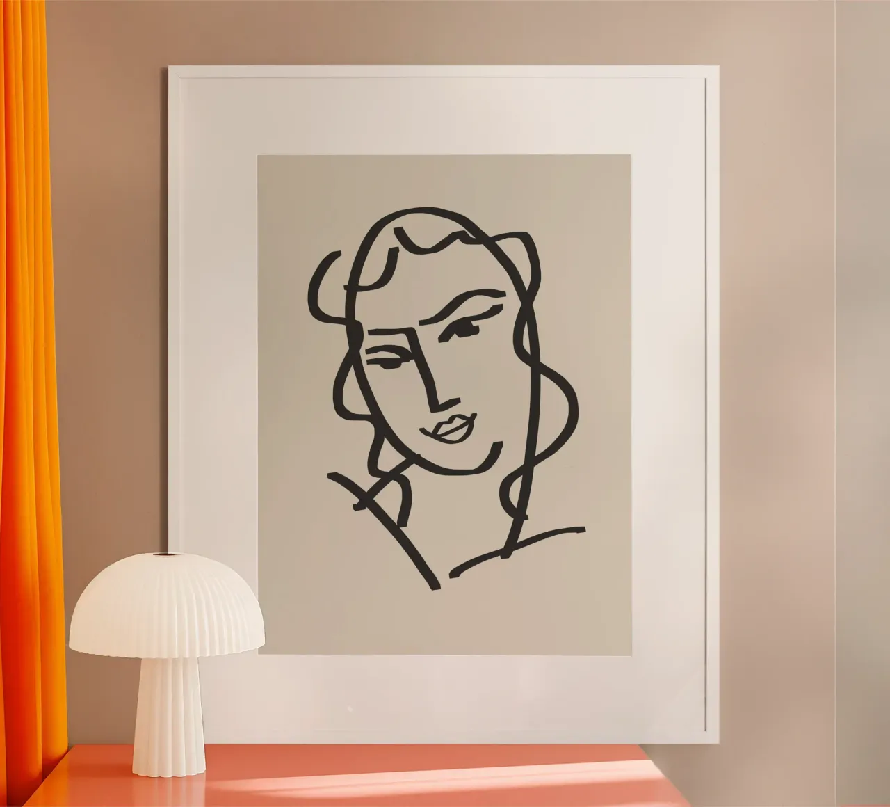 Ritratto candido in line art 7 poster con telaio in legno da Little Dean