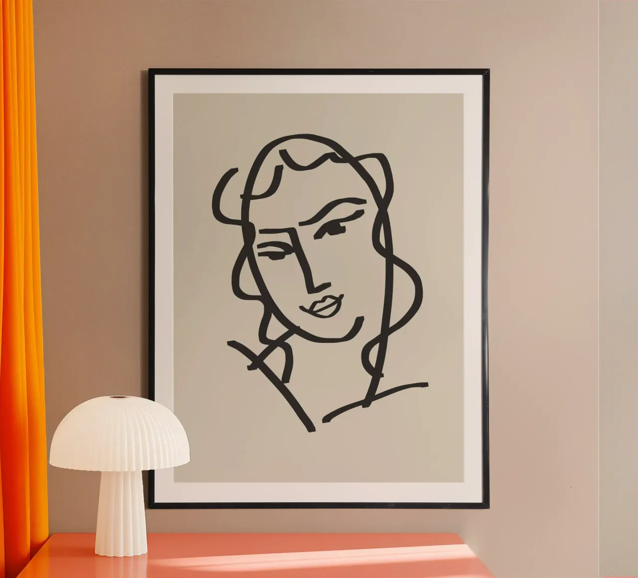 Ritratto candido in line art 7 poster con telaio in legno da Little Dean