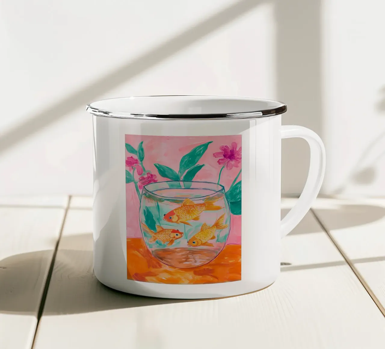 Pesci rossi tazza in smalto da IamHomeStudio