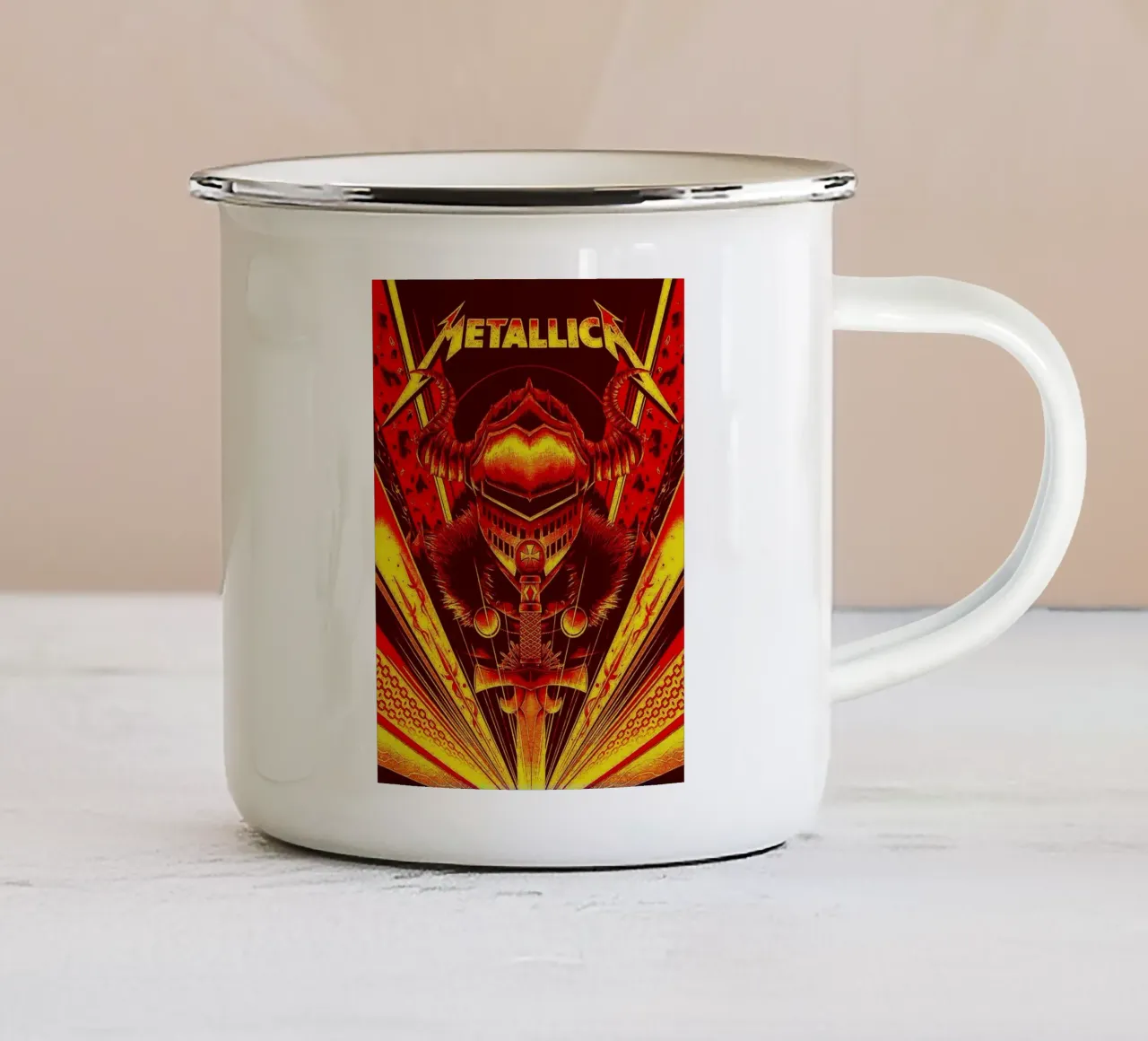metallica band art tazza in smalto da vanhesling
