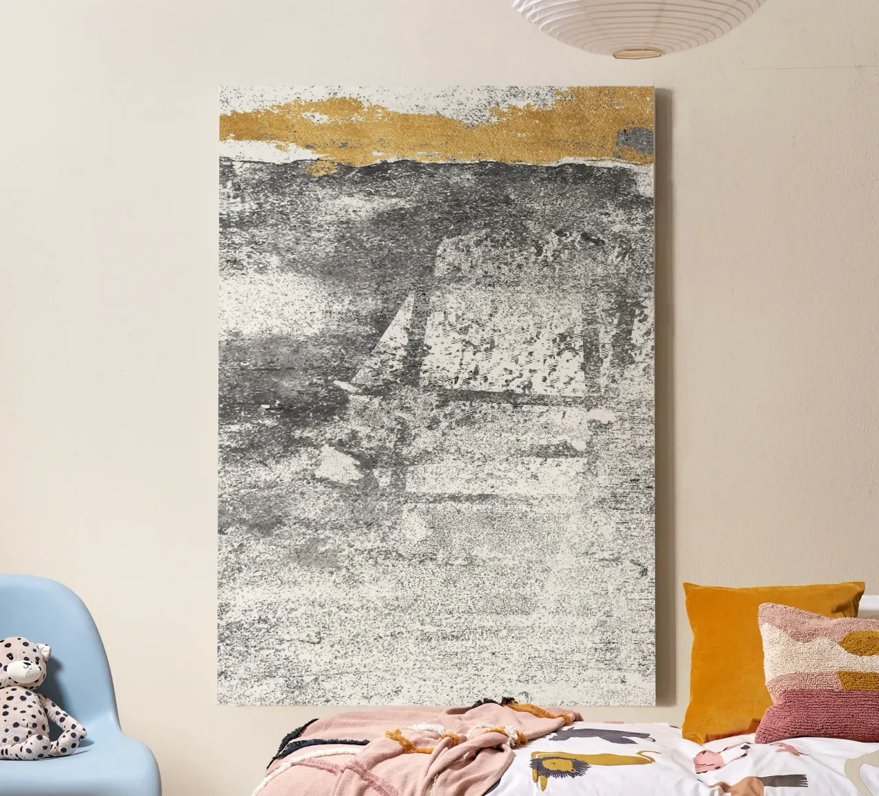 abstract art gray texture gold 2 tela da vintageshop