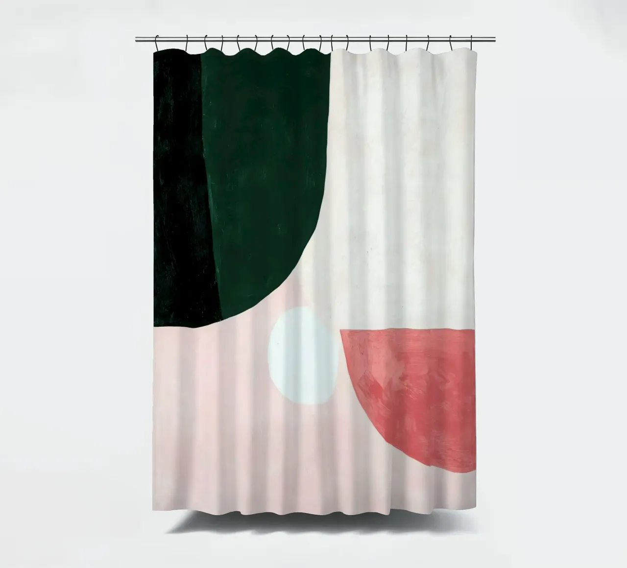 Forme minimaliste in verde e rosa tenda da doccia da Euphoria Theresa