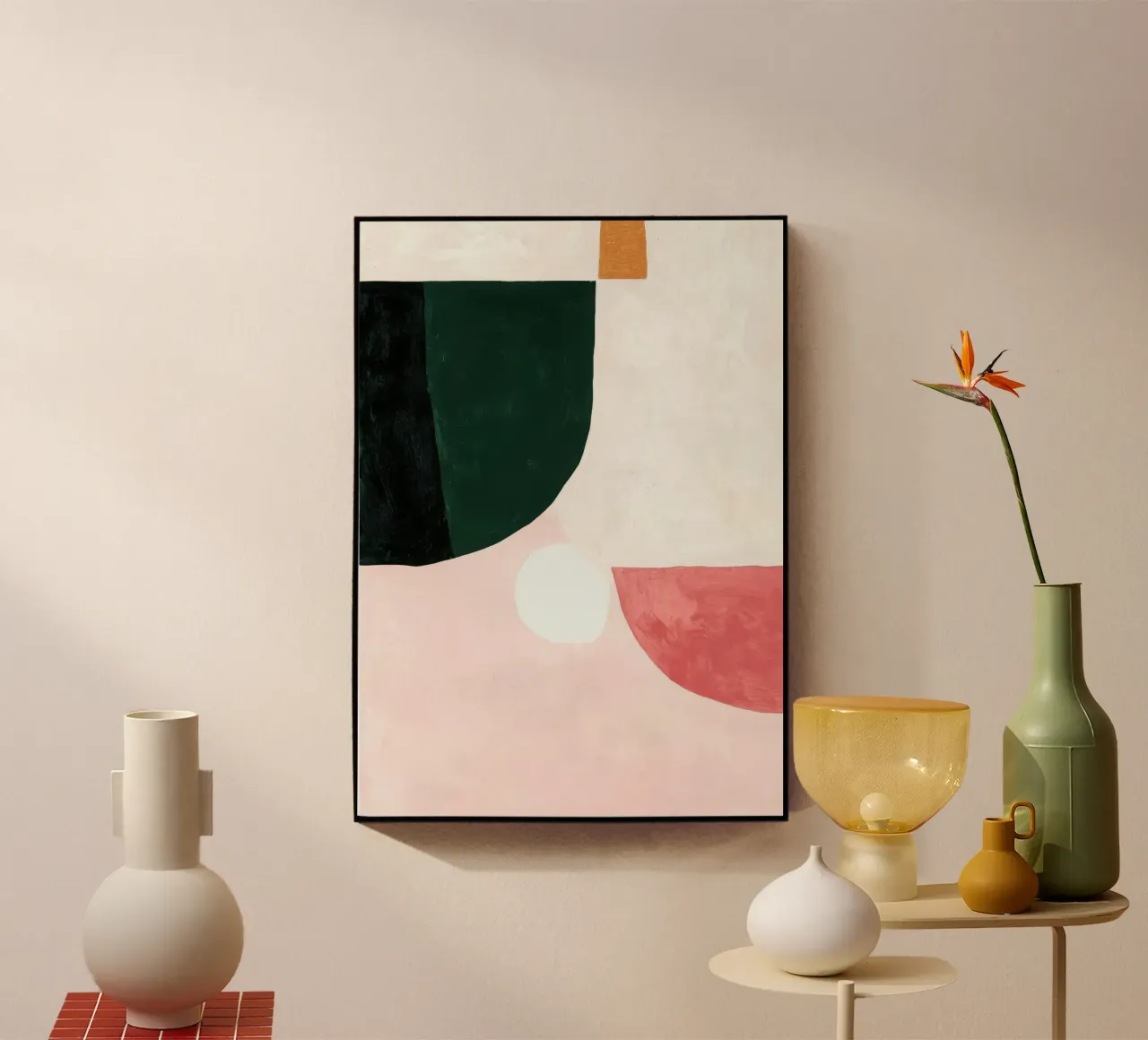 Forme minimaliste in verde e rosa plexiglass da Euphoria Theresa