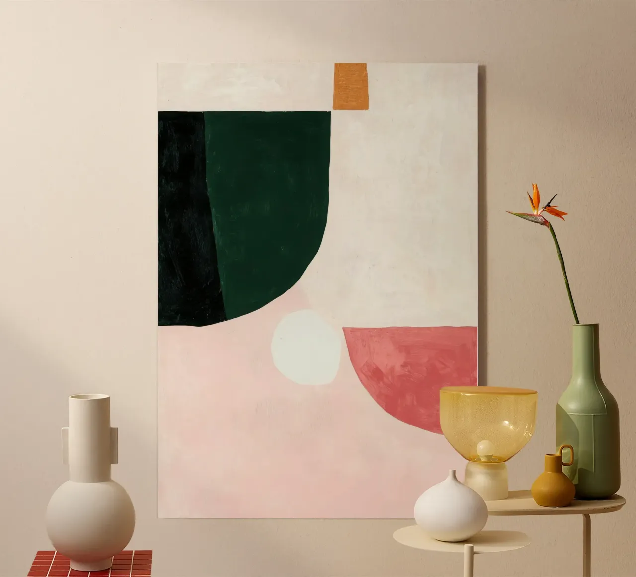 Forme minimaliste in verde e rosa plexiglass da Euphoria Theresa