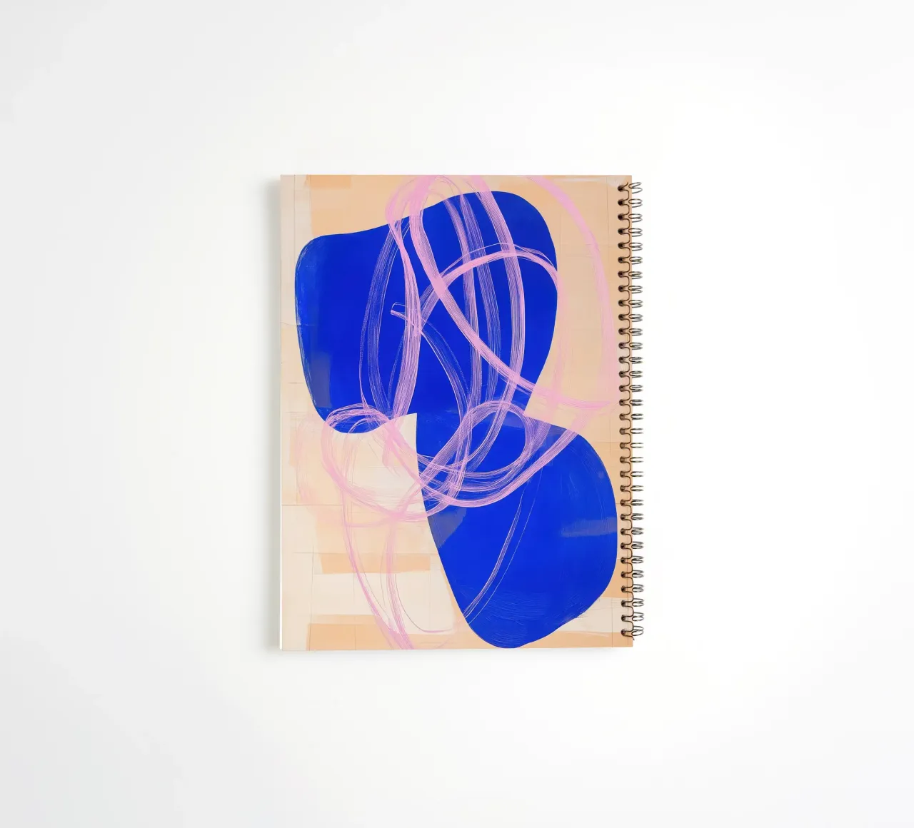Dynamic shapes in cobalt blue & pink spiral notebook by Euphoria Theresa