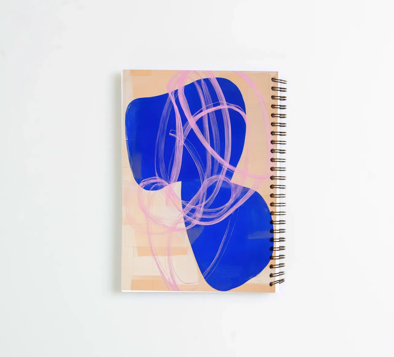 Dynamic shapes in cobalt blue & pink spiral notebook by Euphoria Theresa