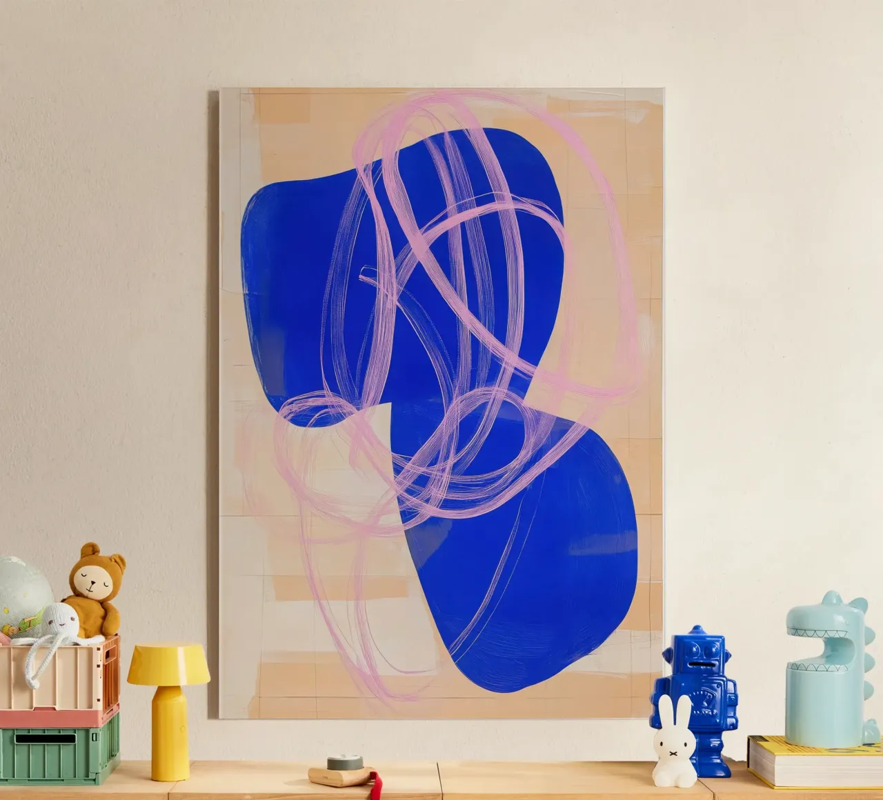 Forme dinamiche in blu cobalto e rosa plexiglass da Euphoria Theresa