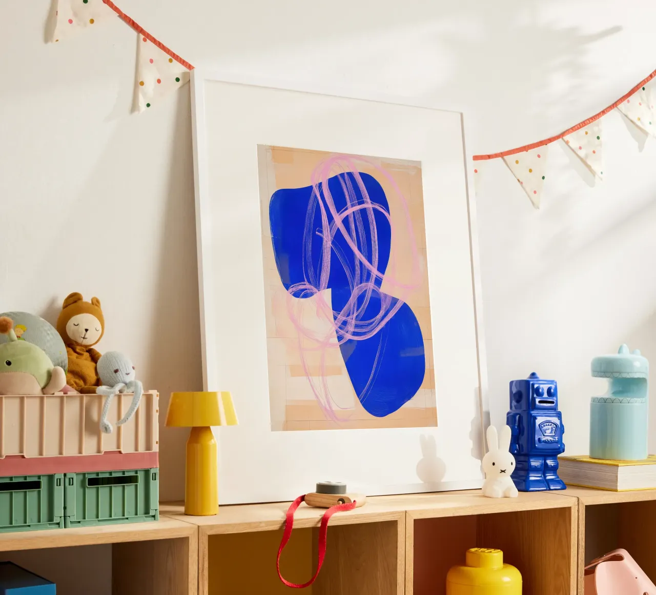 Forme dinamiche in blu cobalto e rosa carta hahnemühle da Euphoria Theresa