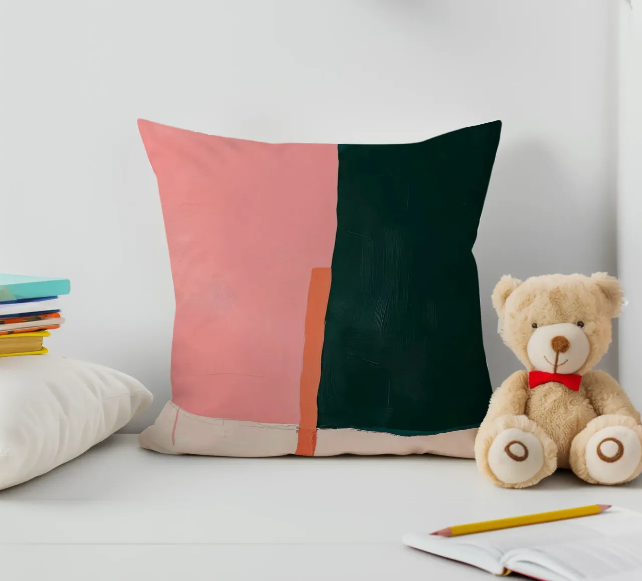 Composizione minimalista in rosa e verde cuscino da Euphoria Theresa