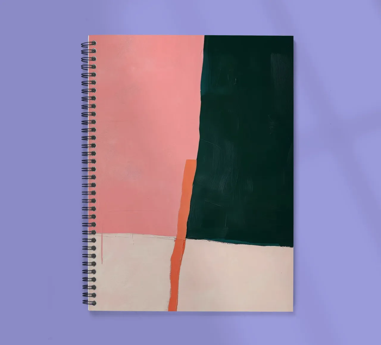 Minimalist composition in pink & green spiral notebook by Euphoria Theresa