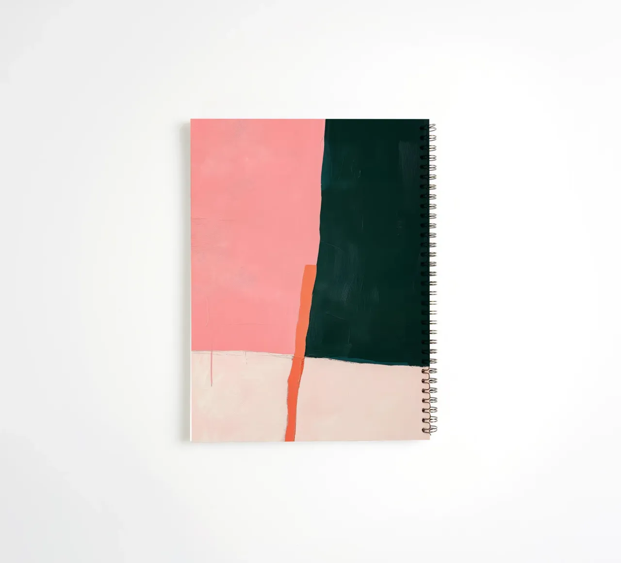 Minimalist composition in pink & green spiral notebook by Euphoria Theresa