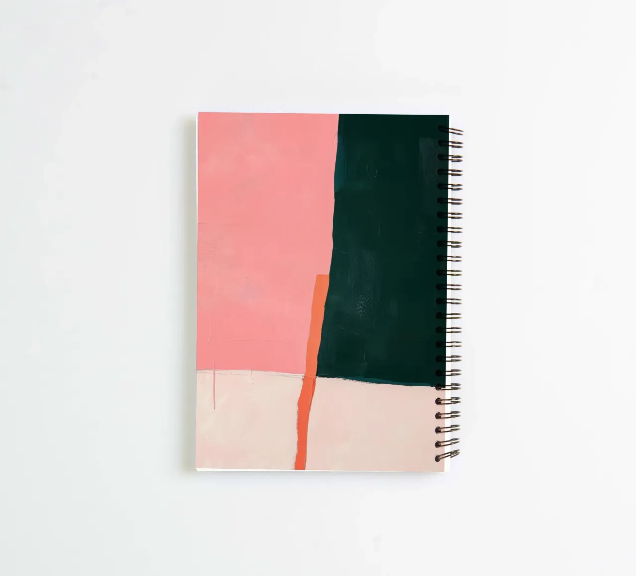 Minimalist composition in pink & green spiral notebook by Euphoria Theresa