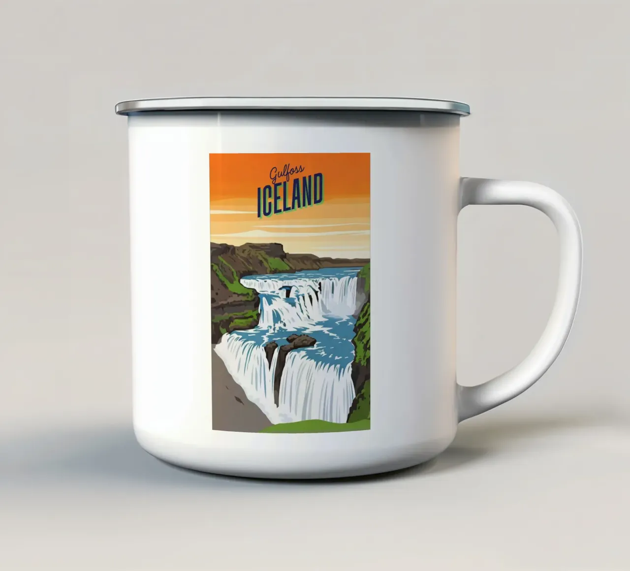 Gullfoss: The Golden Ticket, Iceland tazza in smalto da ZEN VACATION