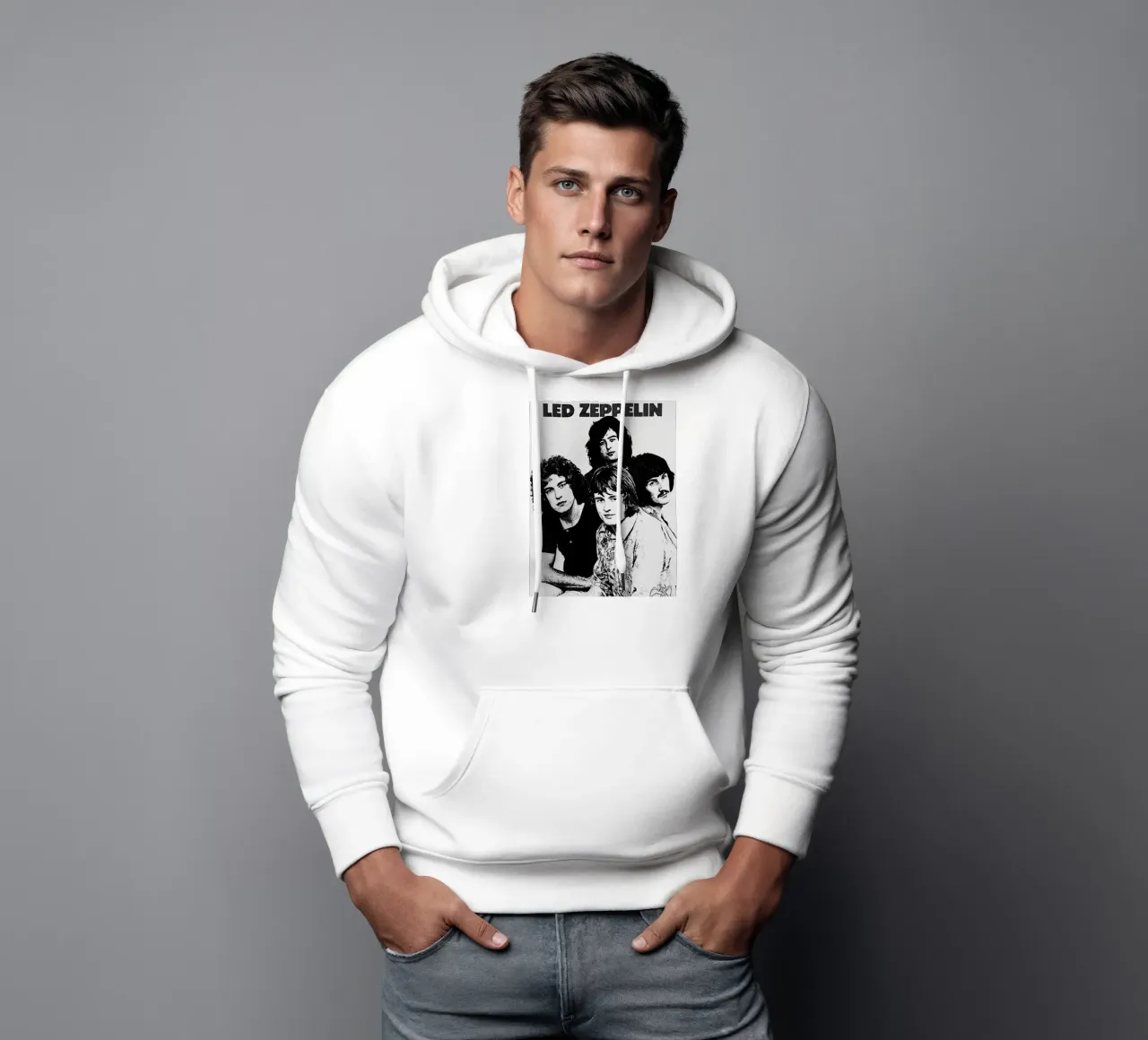 led zeppelin band art felpa con cappuccio da vanhesling