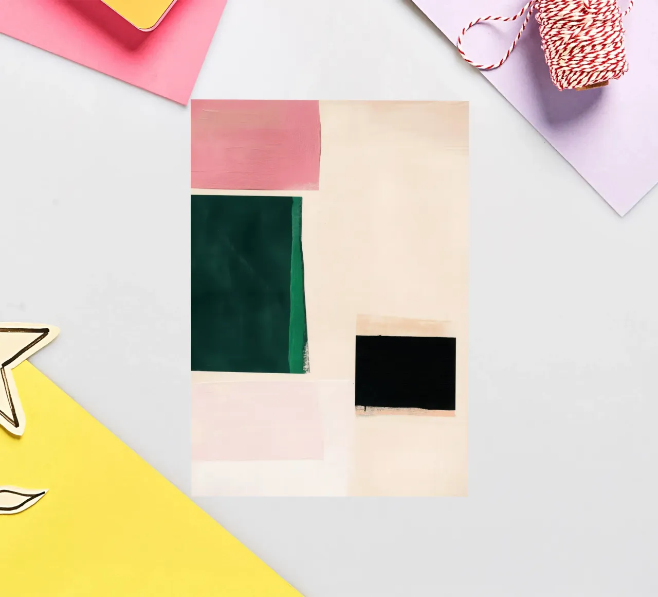 Art minimaliste Japandi en rose & vert autocollant de Euphoria Theresa