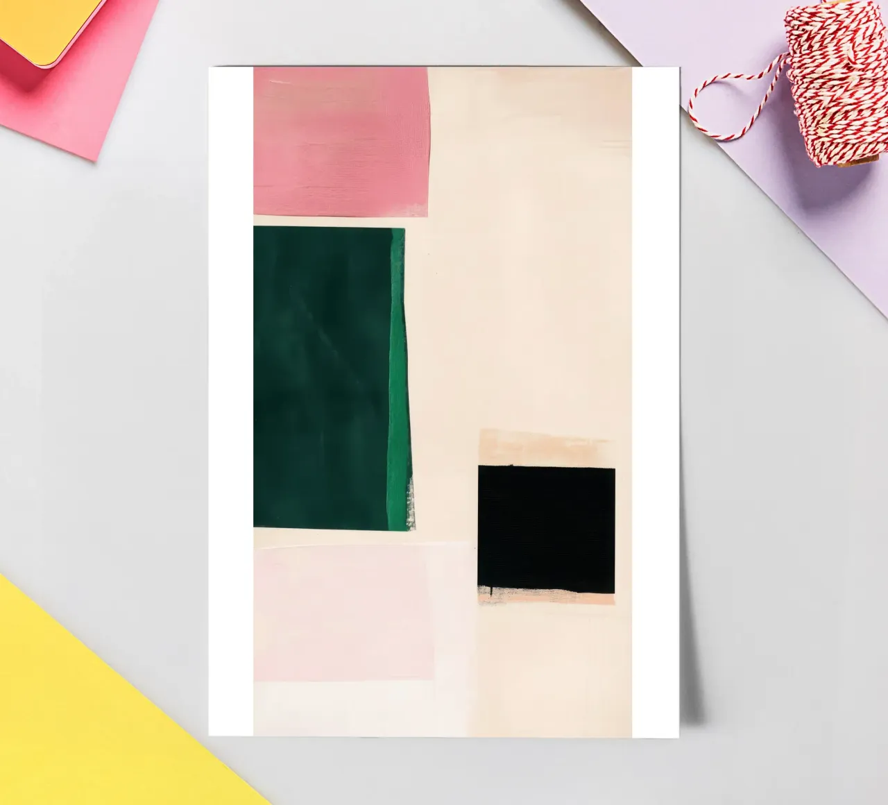 Minimalist Japandi art in pink & green sticker sheet by Euphoria Theresa