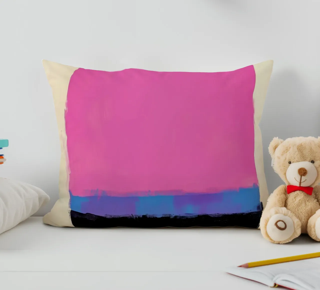 Composizione astratta in rosa, viola e arancione cuscino da Euphoria Theresa