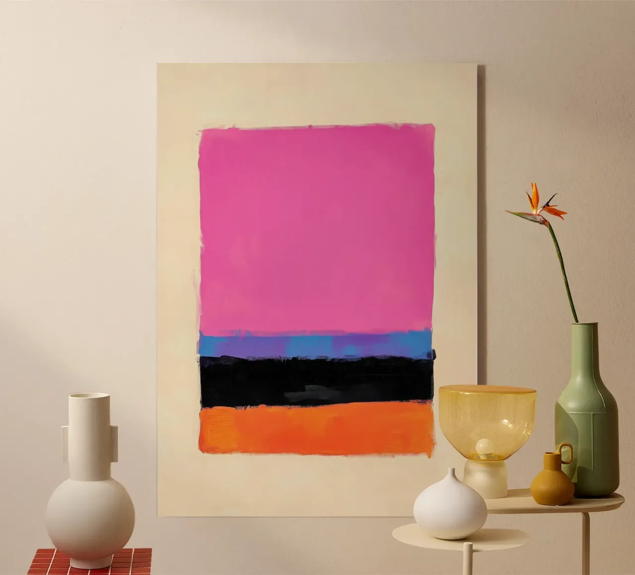Composizione astratta in rosa, viola e arancione plexiglass da Euphoria Theresa