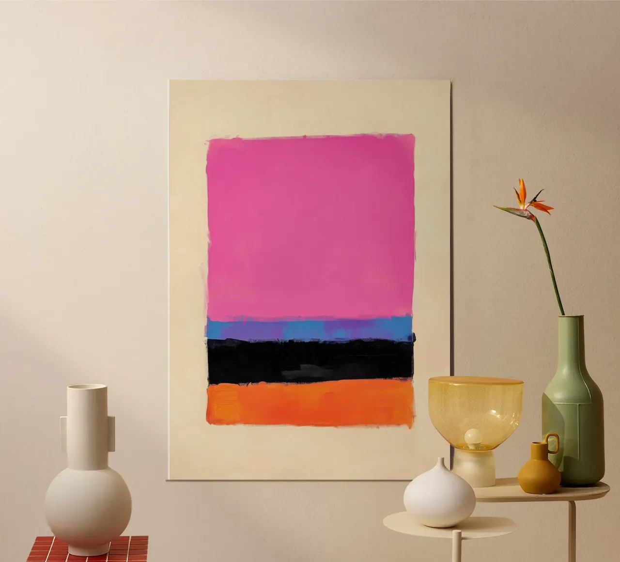Composizione astratta in rosa, viola e arancione carta hahnemühle da Euphoria Theresa