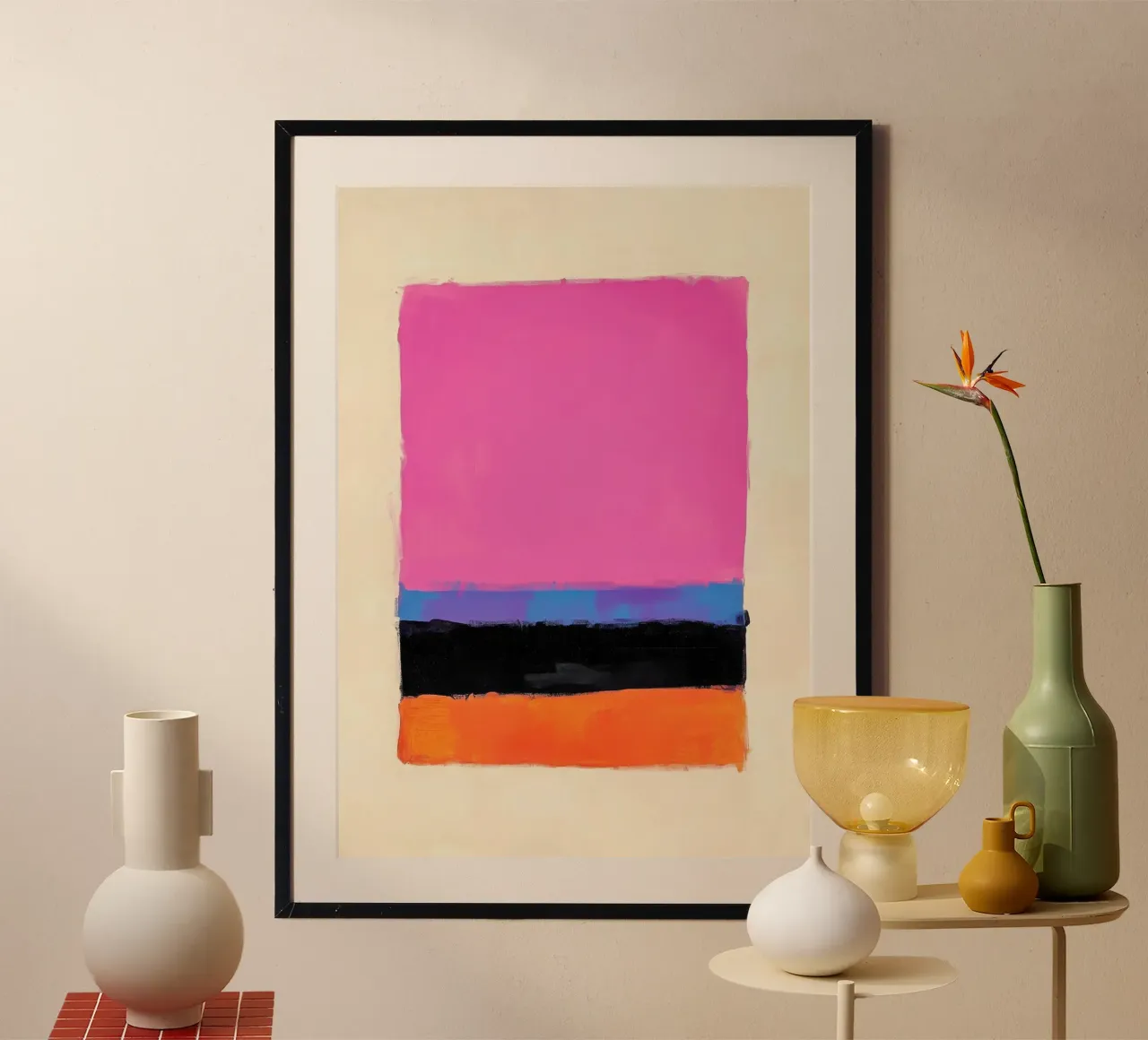 Composizione astratta in rosa, viola e arancione carta hahnemühle da Euphoria Theresa