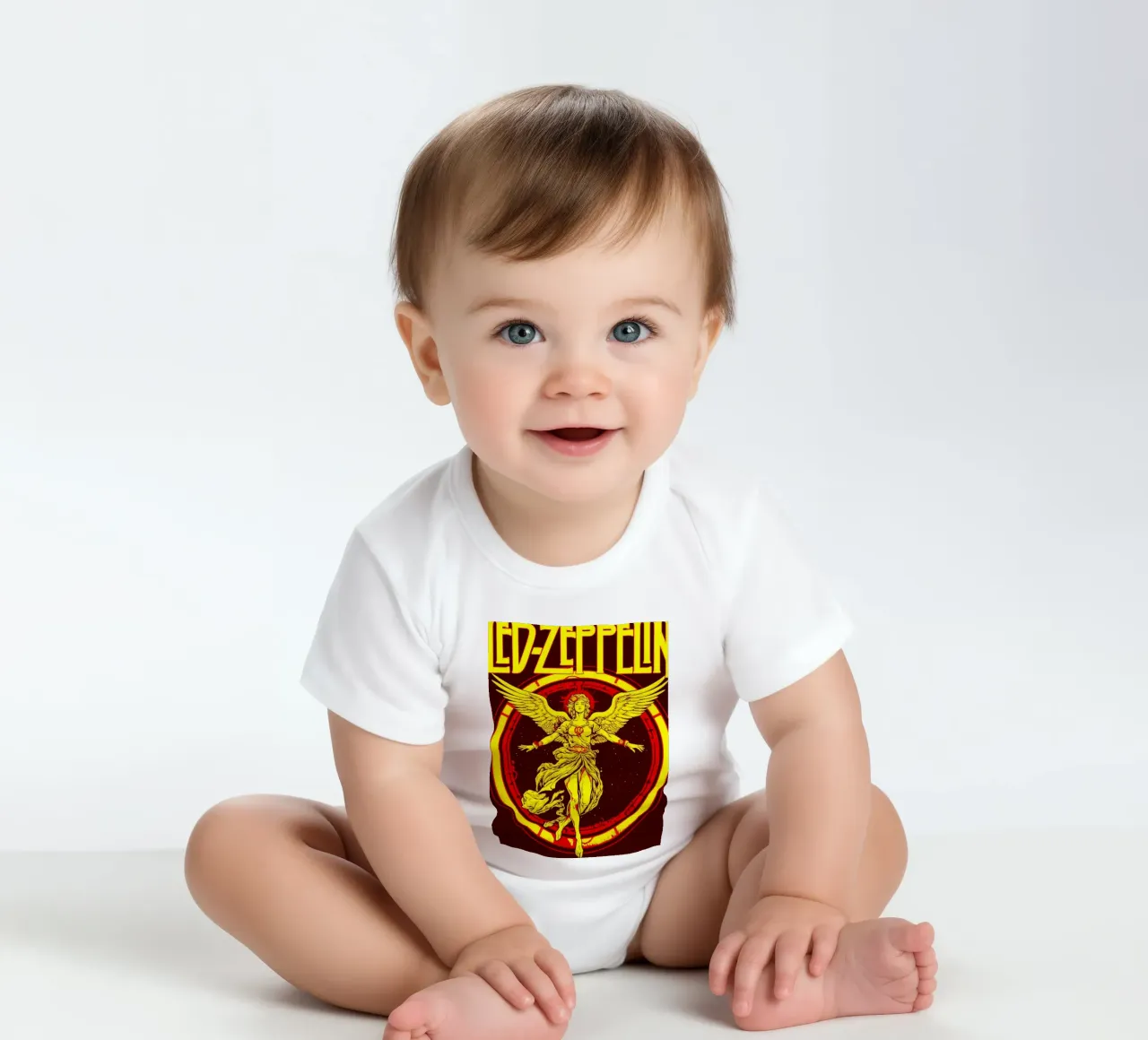 led zeppelin band art short-sleeve baby romper by vanhesling