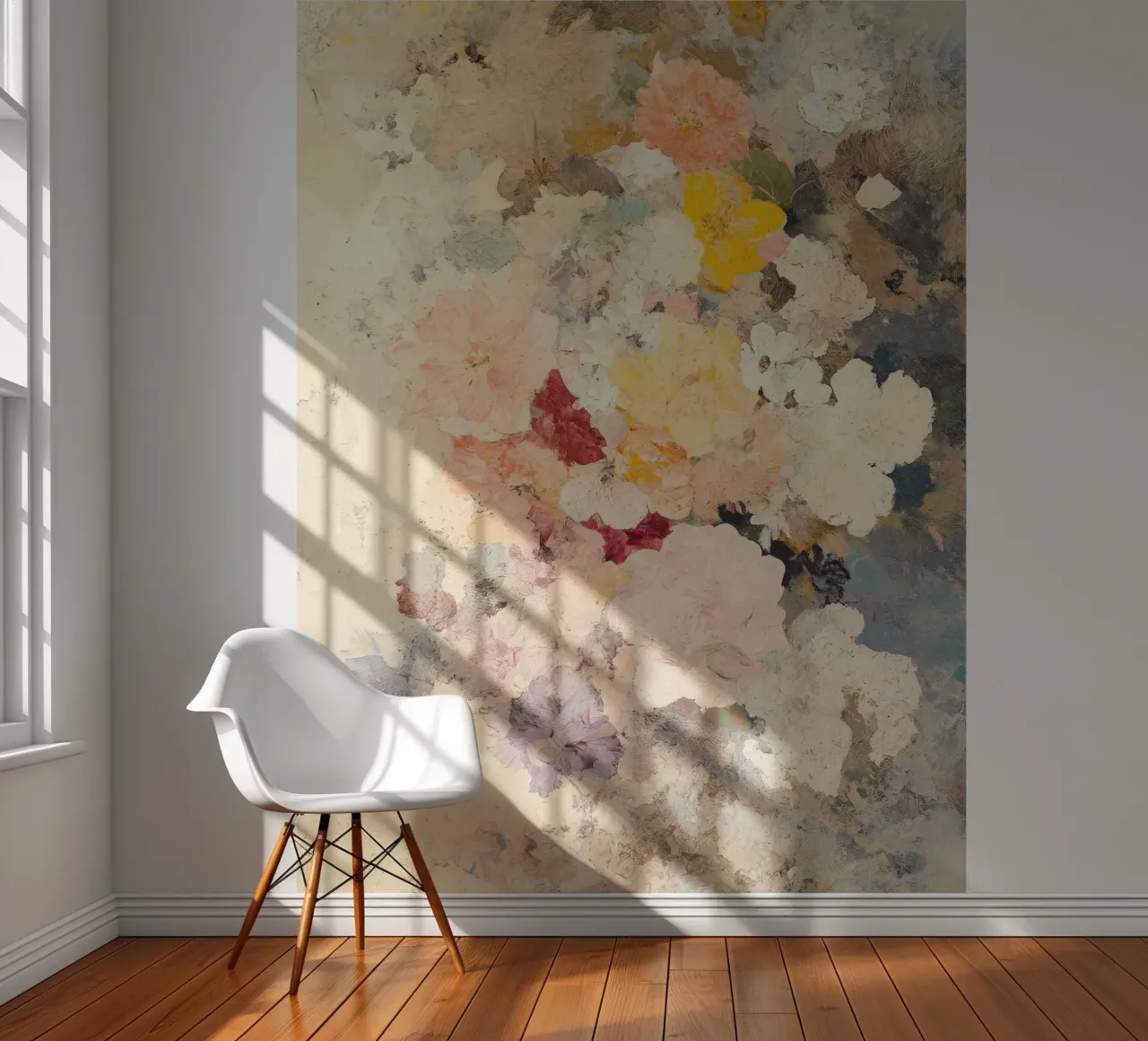 Vintage oil painting with abstract flower arrangement photo wallpaper by Euphoria Theresa