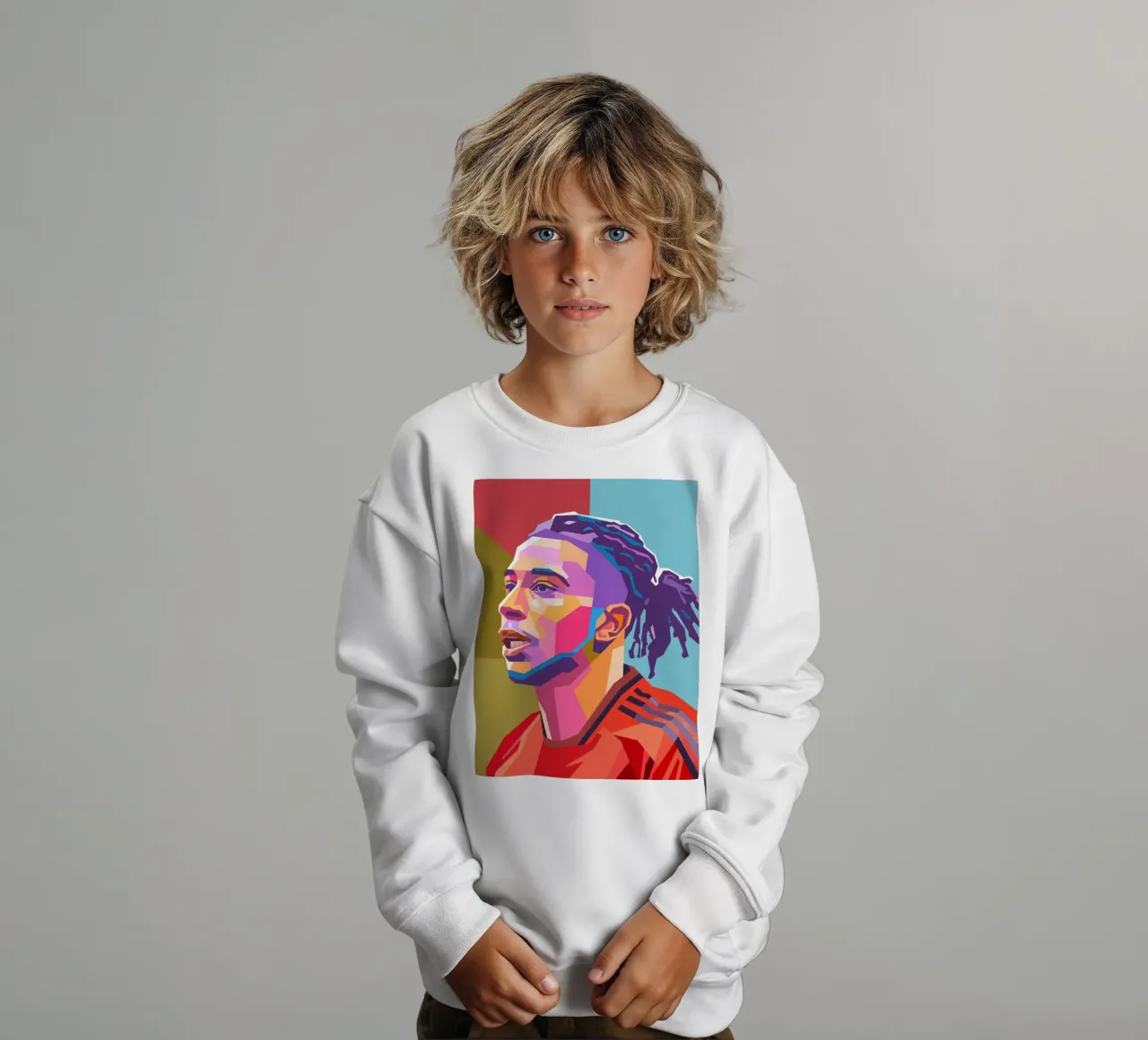 Ritratto pop art di Michael Olise felpa bambino da Hantamrata