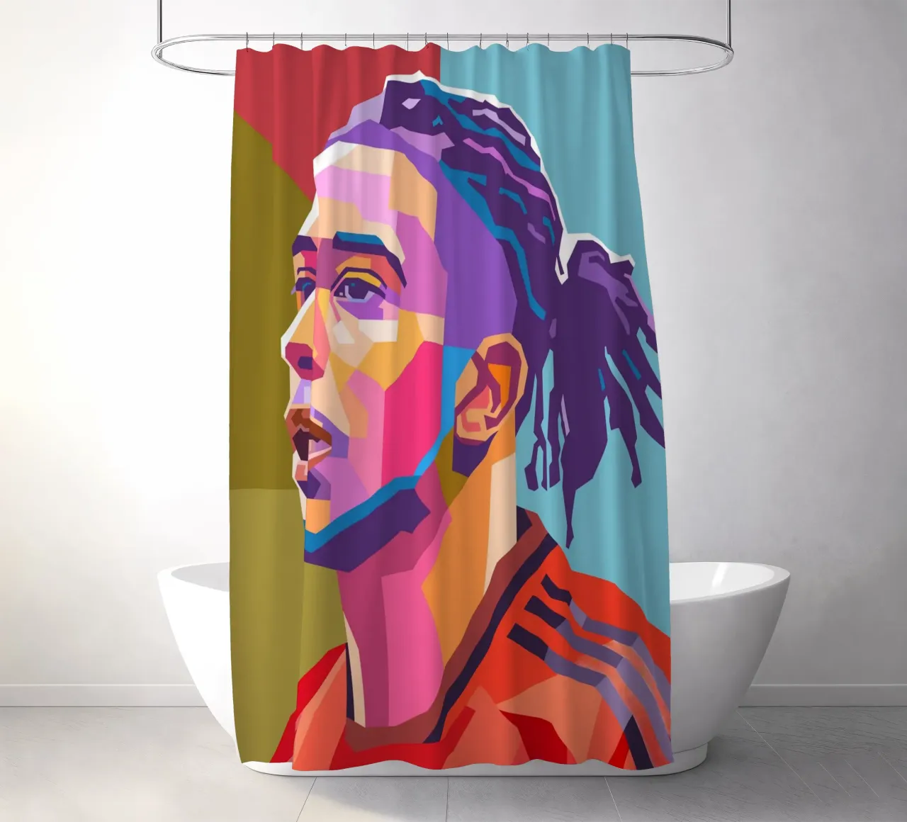 Ritratto pop art di Michael Olise tenda da doccia da Hantamrata