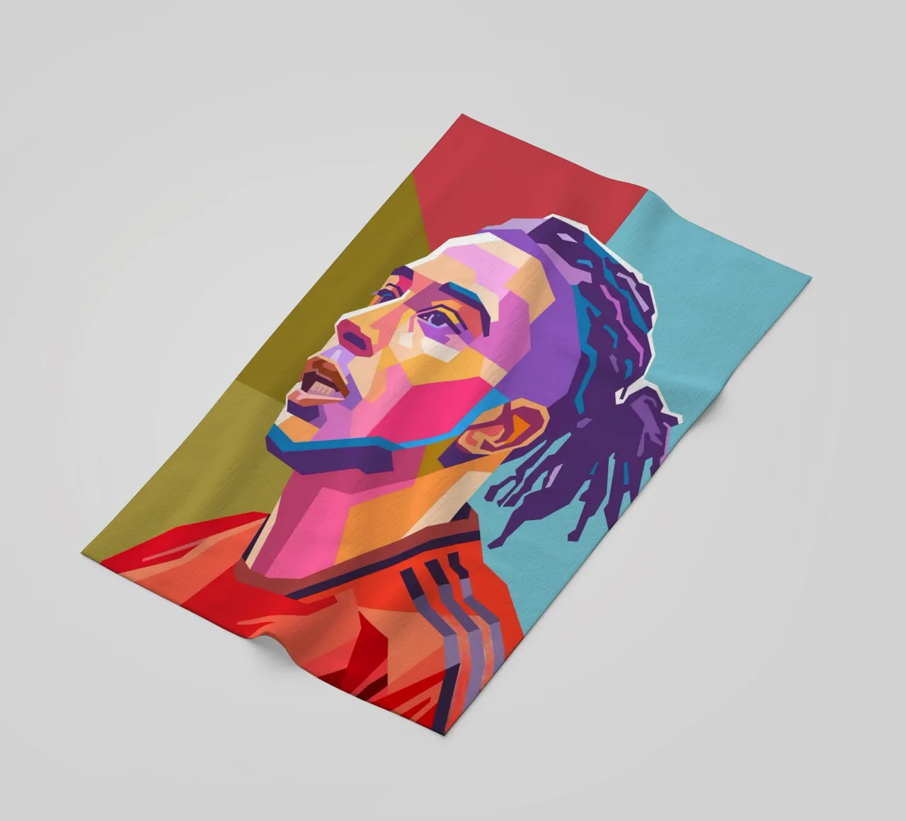 Ritratto pop art di Michael Olise telo mare da Hantamrata