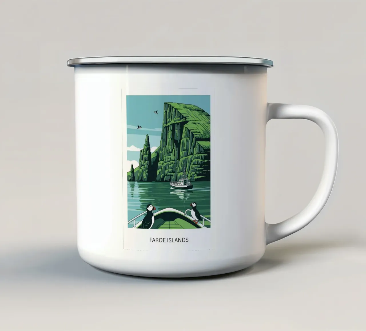 Faroe Islands: Puffin Approved tazza in smalto da ZEN VACATION