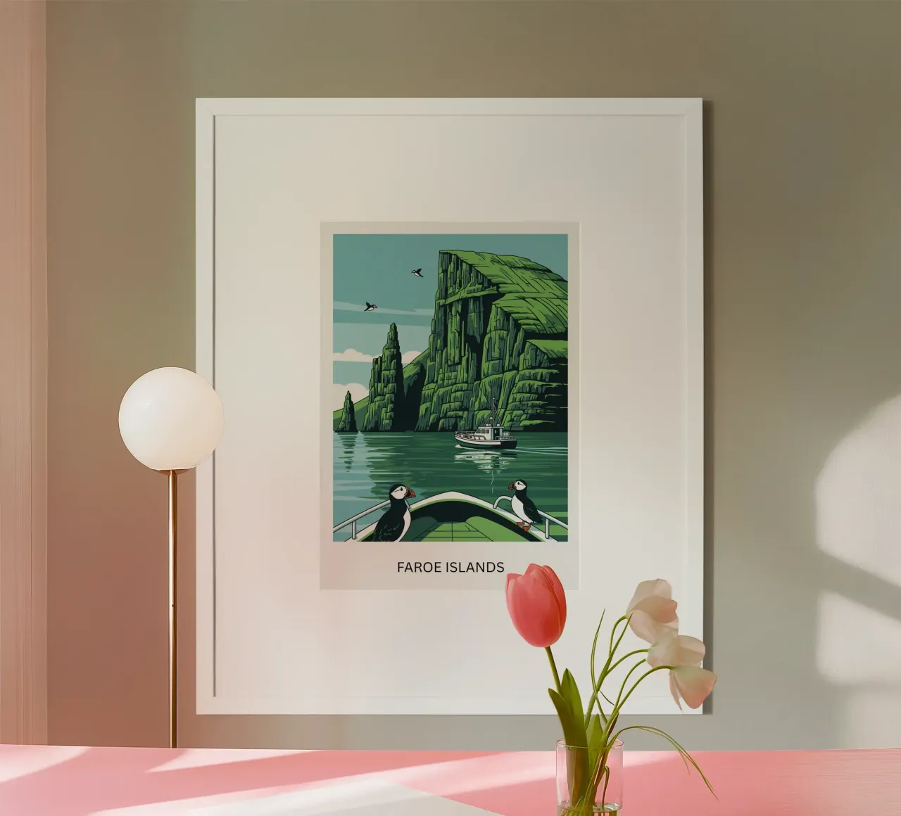 Faroe Islands: Puffin Approved poster con telaio in alluminio da ZEN VACATION