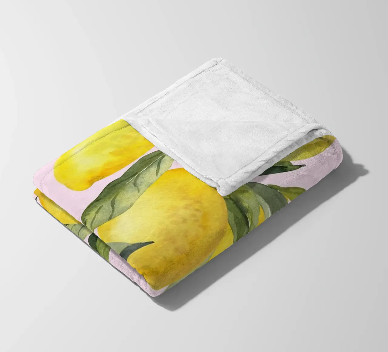 Zitrone drucken rosa, Aquarell Zitrone Poster Fleecedecke von Bella Studio