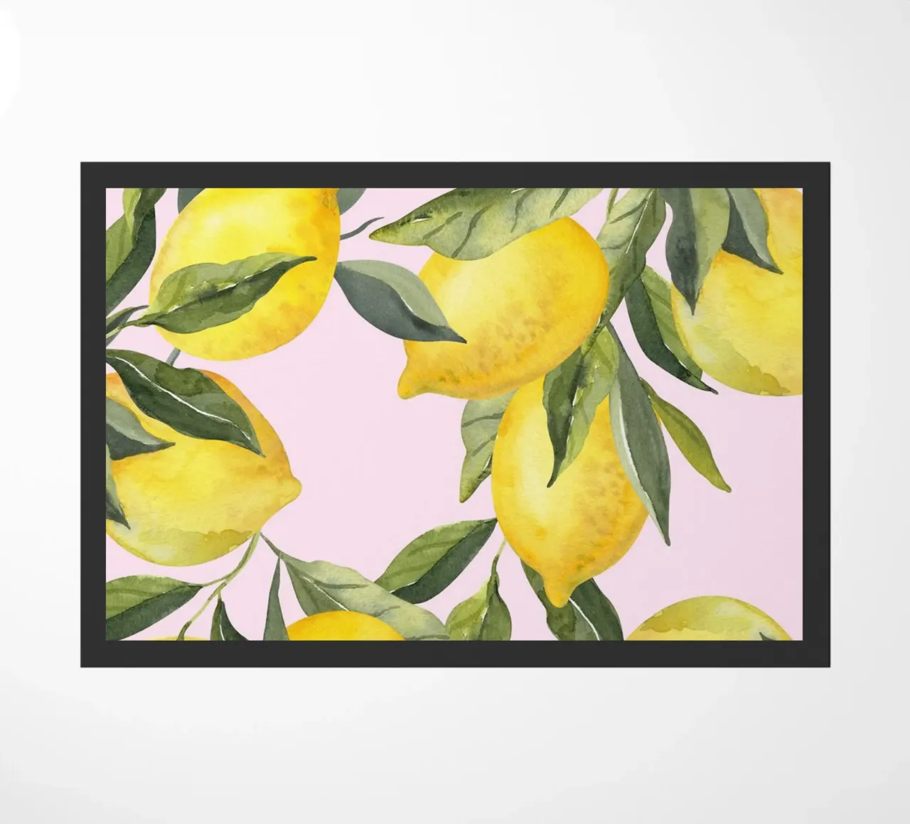 Zitrone drucken rosa, Aquarell Zitrone Poster Fußmatte von Bella Studio