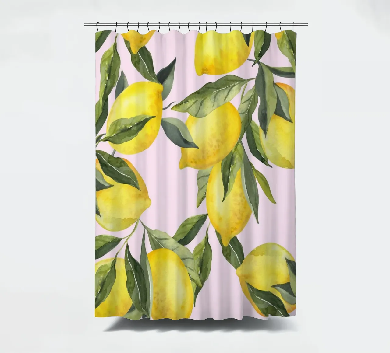Zitrone drucken rosa, Aquarell Zitrone Poster Duschvorhang von Bella Studio